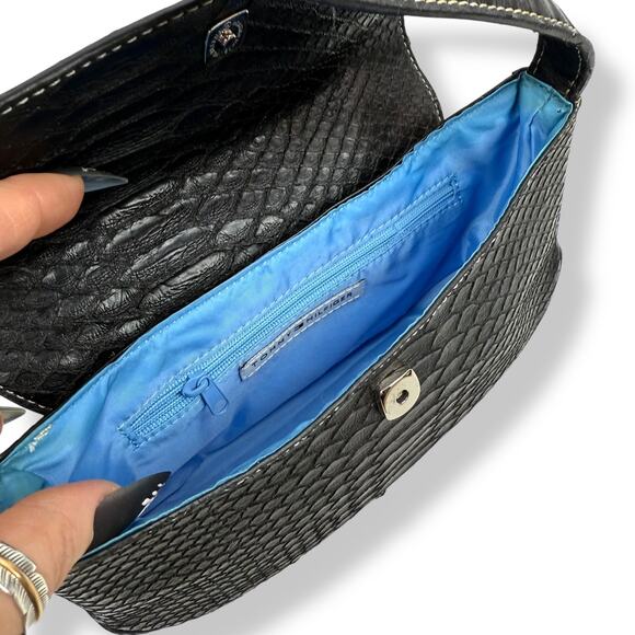 Y2K TOMMY HILFIGER black snakeskin super mini shoulder bag - Picture 6 of 14